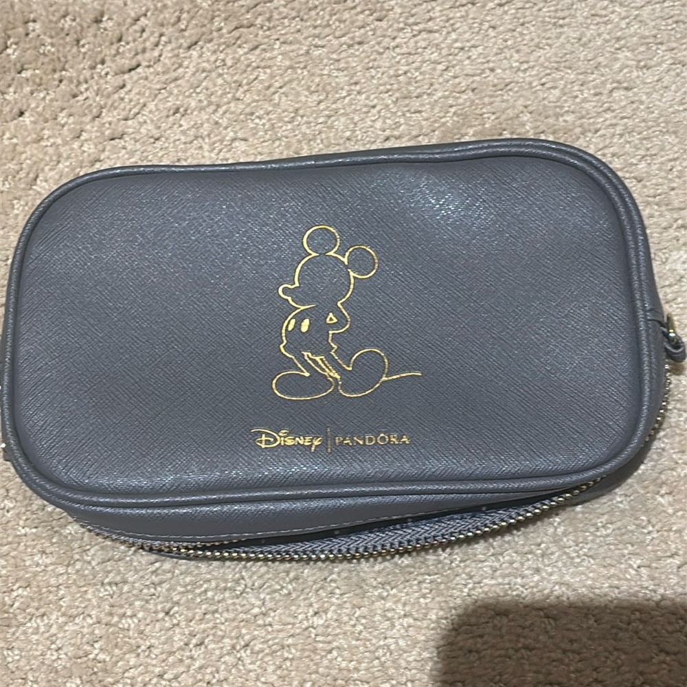 Disney Parks Pandora Grey W/ Gold Mickey Mouse Cross Body Hip Pack Purse Pouch
